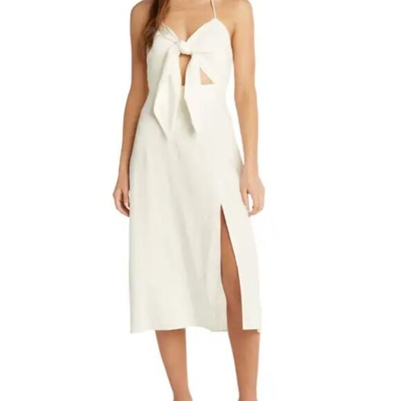 White linen midi beach dress - Picture 1 of 2